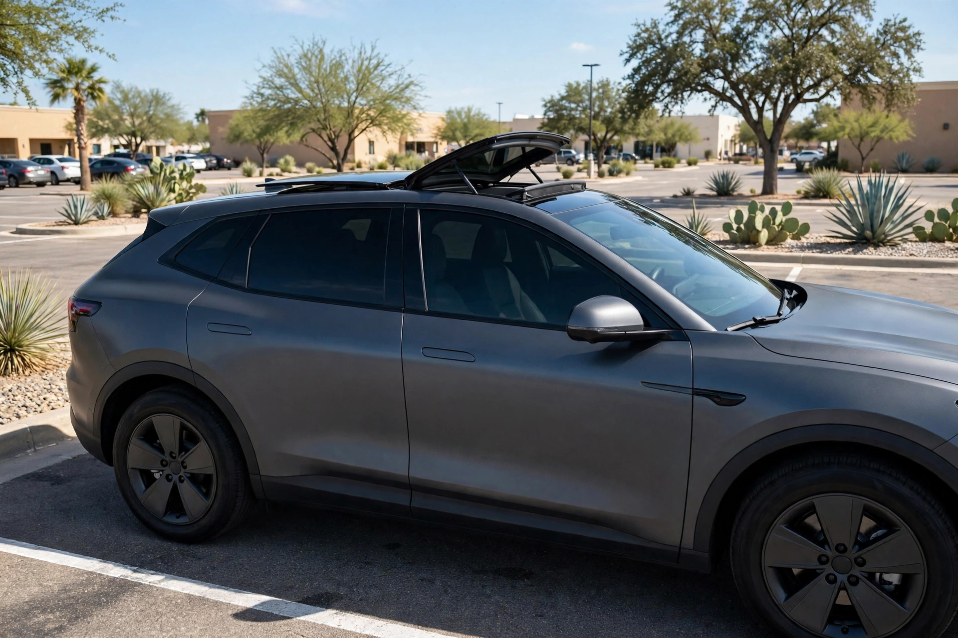 Vehicle with tinted windows and sunroof